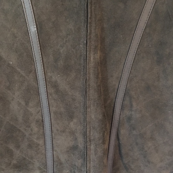 Escapade brown suede and leather zip up sweater - Picture 2 of 7